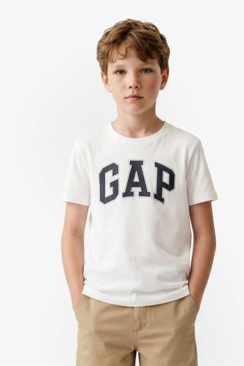 Remera Logo Gap Manga Corta Toddler Niño New Off White