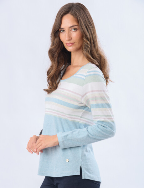 REMERA RAYADA DE ALGODÓN Pistacho