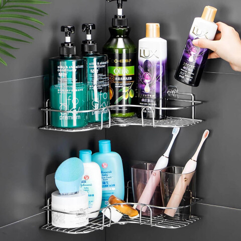 Estante Organizador Esquinero Set x2 Accesorio Baño Ducha Adhesivo Imback Color Plateado Estante Organizador Esquinero Set x2 Accesorio Baño Ducha Adhesivo Imback Color Plateado