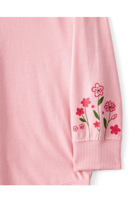 Set dos piezas, pantalón jean y body de algodón, bordado floral Sin color