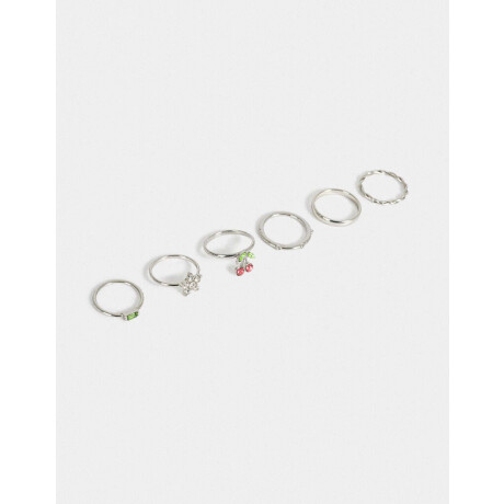 Set De Anillos De Metal Plateado