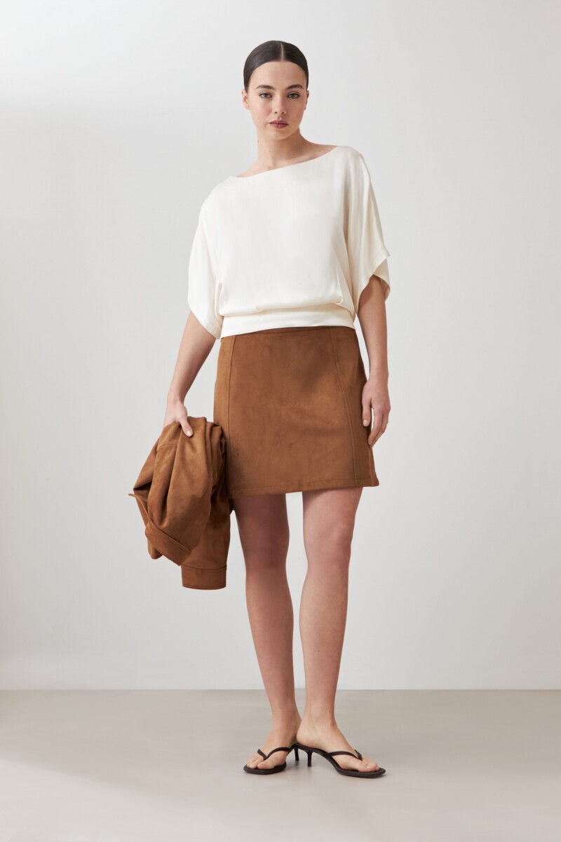 Blusa satinada - beige 