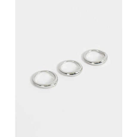 Set De Anillos Dorados Con Strass Plateado