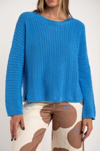 Sweater Texturado Lurex Azul