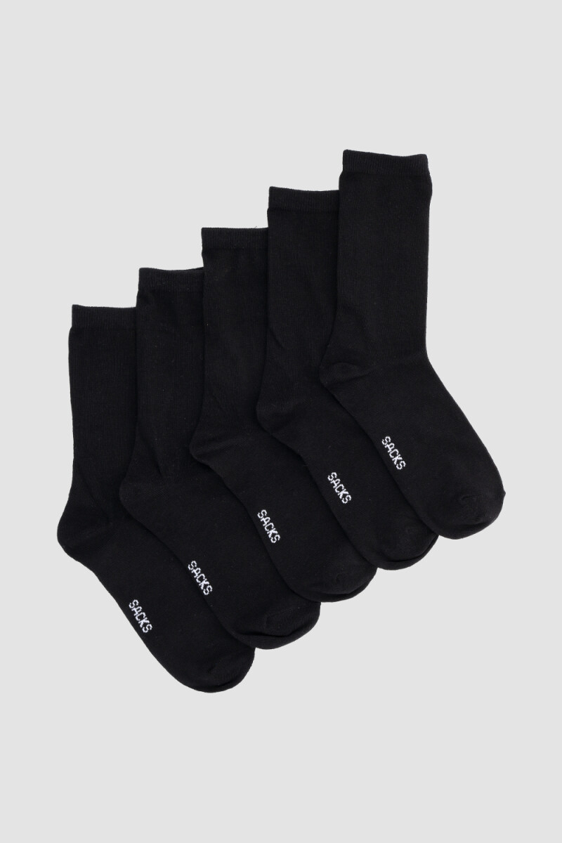 Packs de cinco medias lisas. de algodón. en varios colores s Negro