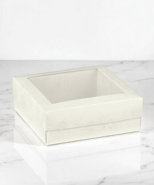Caja+tapa c/ventana 12x12x6 cm. - PELLE BIANCO Caja+tapa c/ventana 12x12x6 cm. - PELLE BIANCO