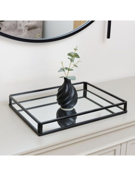 BANDEJA ESPEJO 34x20x4CM METAL NEGRO BANDEJA ESPEJO 34x20x4CM METAL NEGRO