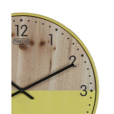 Reloj Analógico de Pared Símil Madera Colorido Selecta 42cm Amarillo