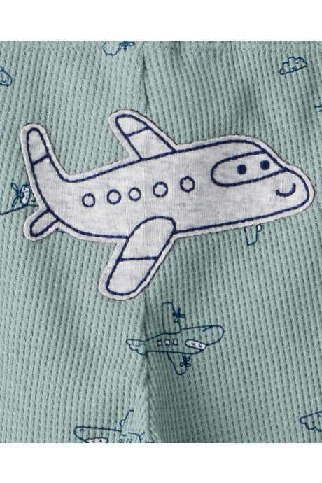 Set tres piezas de algodón, pantalón y dos bodies, diseño aviones Sin color