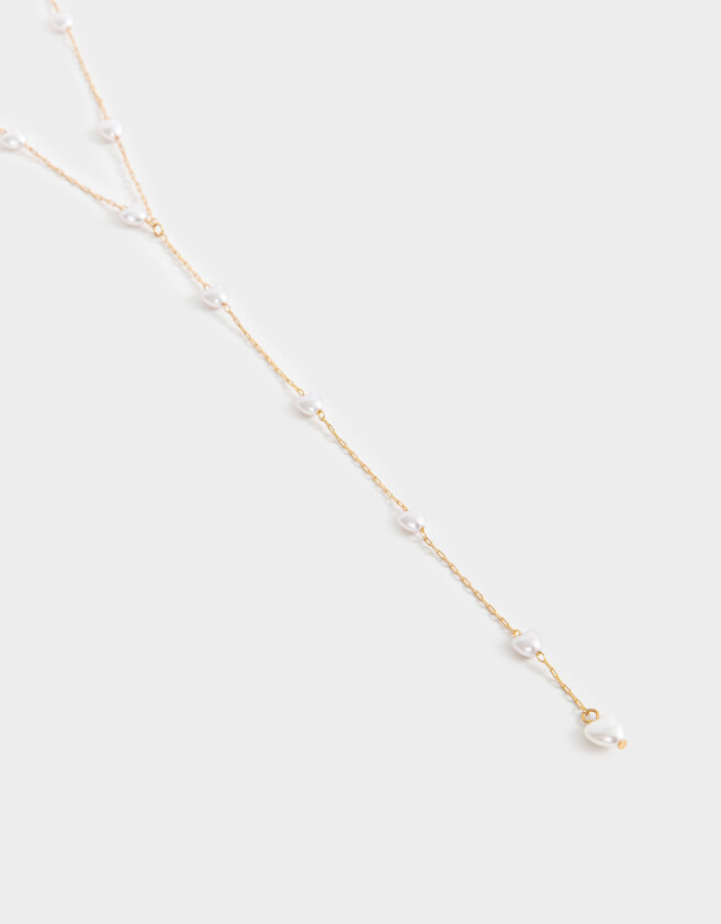 Collares Largos Perlas Collar Largo Con Perlas - Dorado