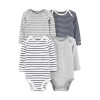 Set de Bodies Carters x4 Talle RN Gris striped