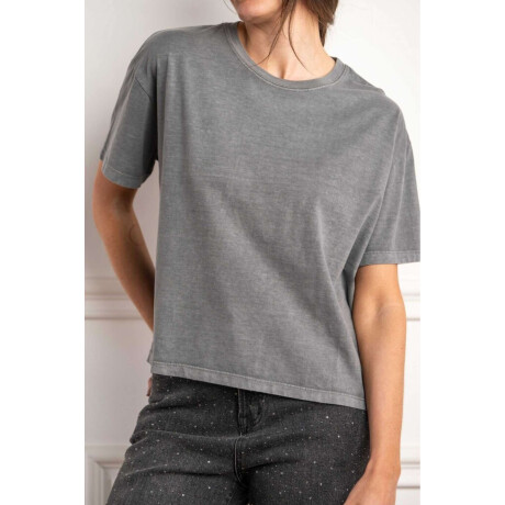 Remera Algodon Lavado Gris Oscuro