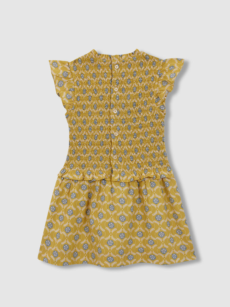 Vestido Engomado Estampado Verde