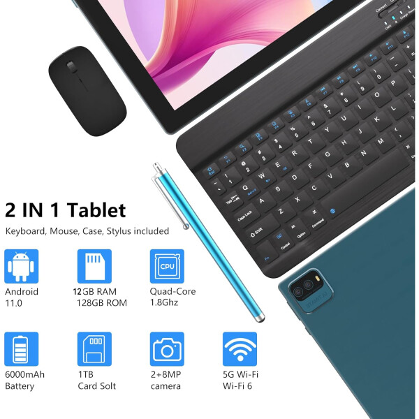 Tablet Cp20 12gb 128gb Teclado Mouse Estuche 10" AZUL