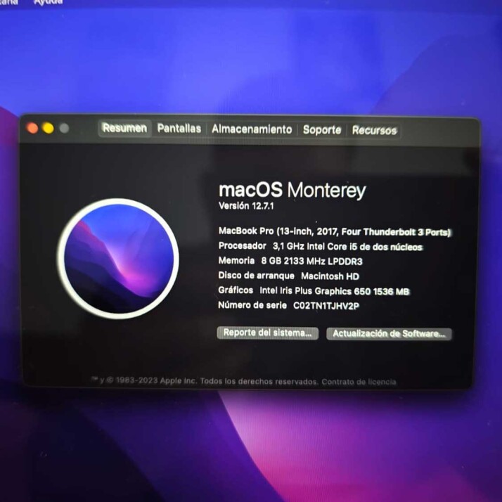 MacBook Pro 13″ 2017 - 8 GB RAM 500 GB SSD MacBook Pro 13″ 2017 - 8 GB RAM 500 GB SSD