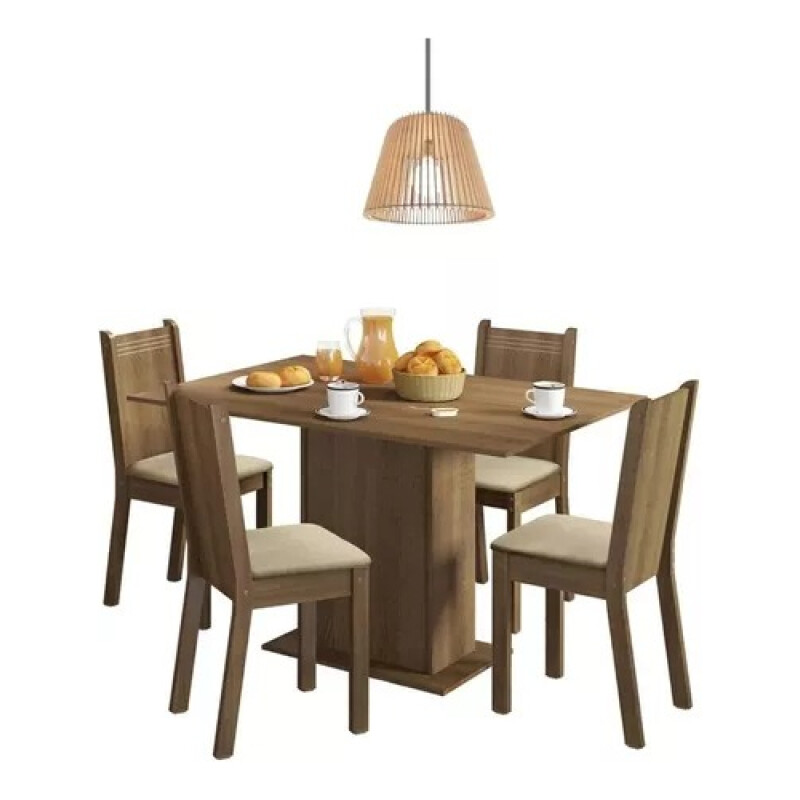 Juego De Comedor 4 Sillas Mesa Living Comedor Tapizado Lexi Marrón