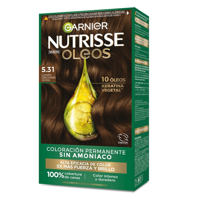 Tinta Garnier Nutrisse Oleos N°5.31 Castaño Dorado Cenizo Tinta Garnier Nutrisse Oleos N°5.31 Castaño Dorado Cenizo