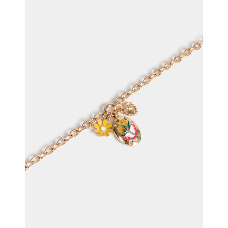 Pulseras Flexibles Con flores Dorado