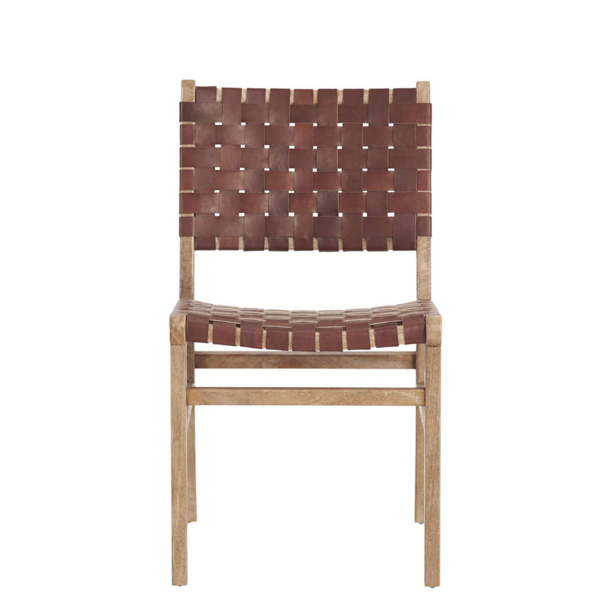 SILLA DE COMEDOR - CUERO-Y-MADERA MARRON TRAMA 