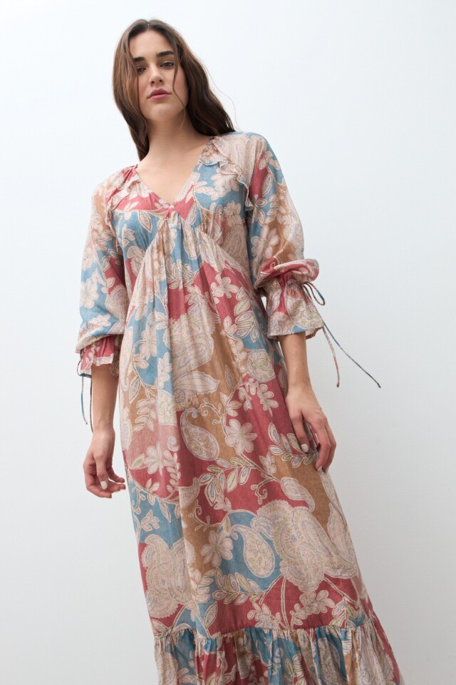Vestido boho estampado bordo