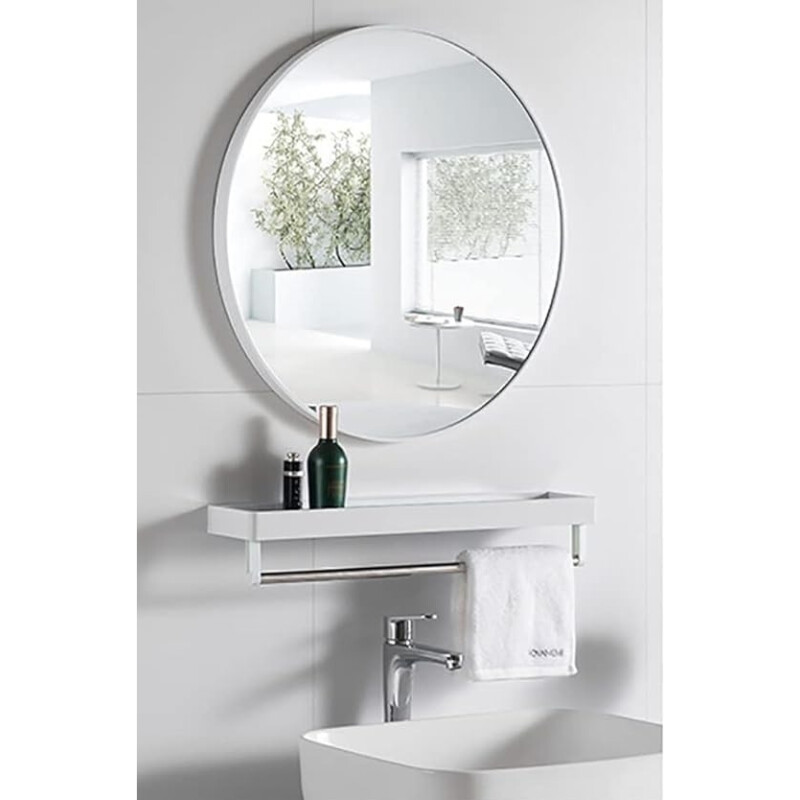 Espejo Redondo Circular 50 Cm Marco Hierro Negro Blanco
