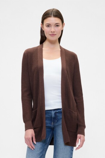 Saco Sin Botones Bella Mujer Dark Brown 1