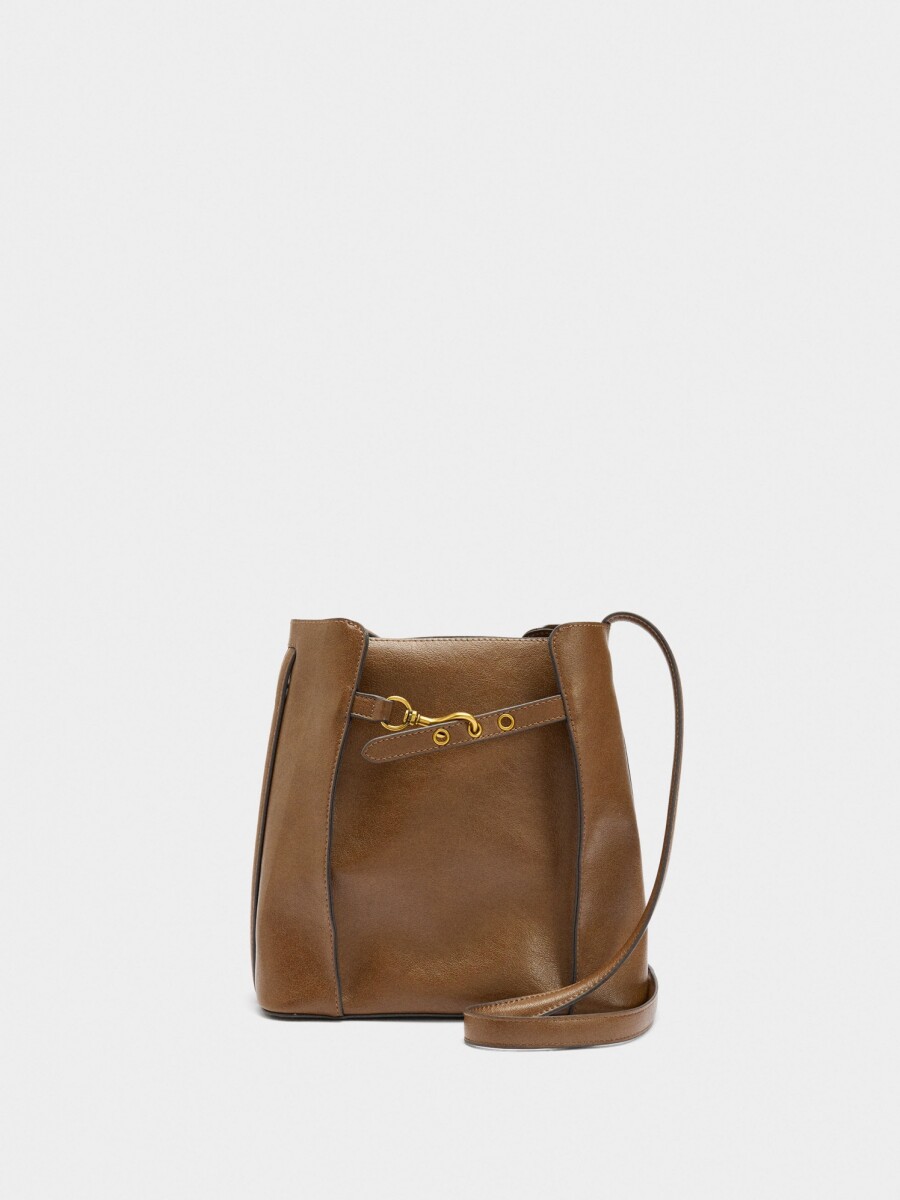 Bolso Bombonera Con Pliegues Laterales camel