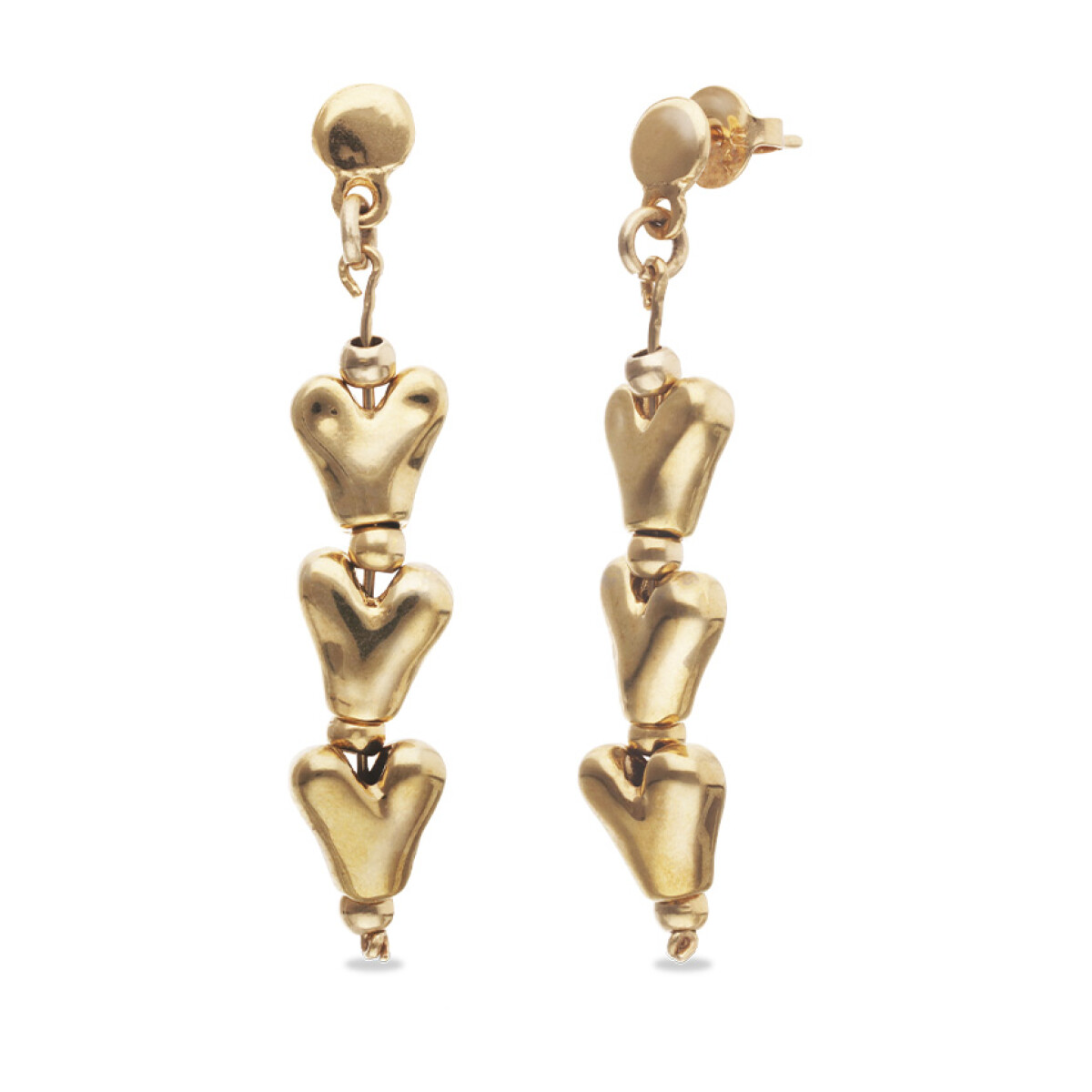 PENDIENTES LARGOS DE CORAZONES DE ALEACIÓN DE METALES BAÑADOS EN ORO 18K - Pendiente 
