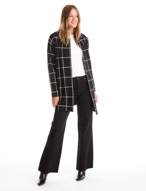 Cardigan Tejido Cuadros NEGRO/BLANCO