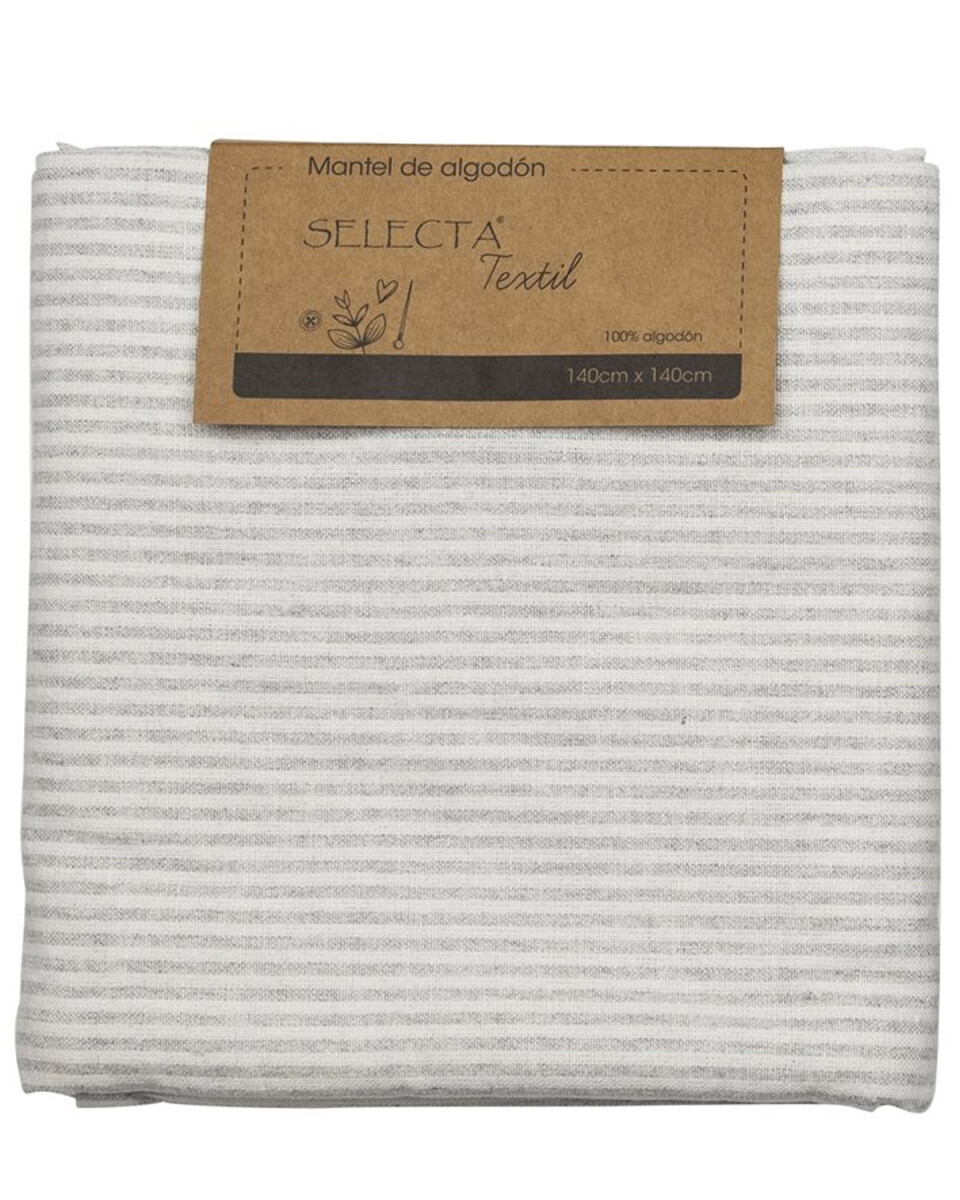 Mantel cuadrado Selecta en algodón 140x140cm - Gris con líneas 