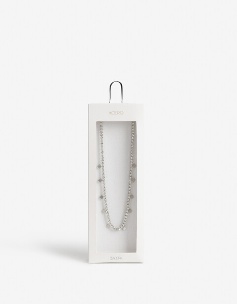 Collares Cortos Strass Collar Tennis De Acero Con Cubic - Plateado