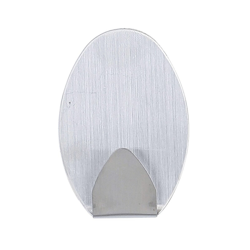 Gancho oval x3 metálico con adhesivo GRIS