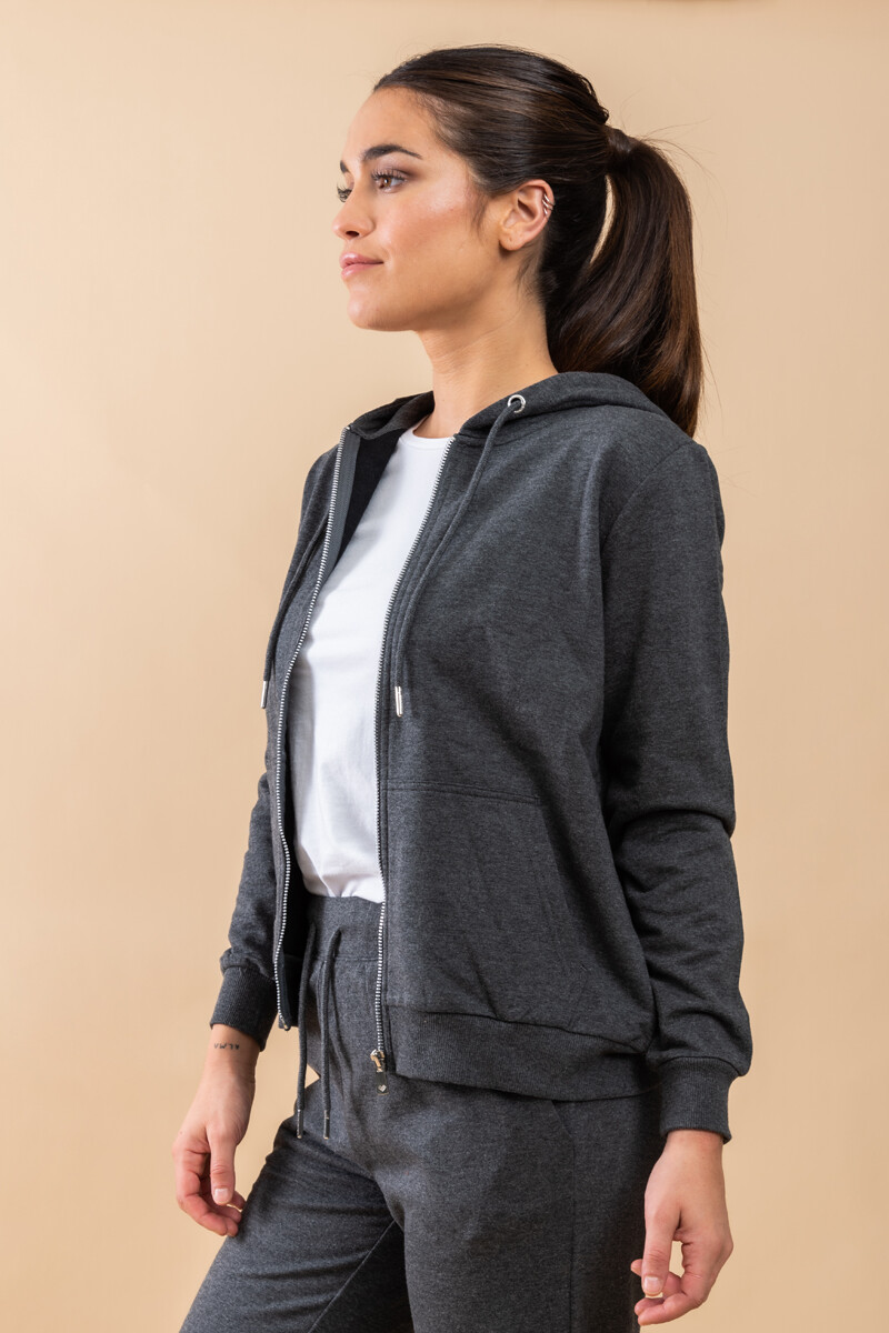 Campera Deportiva Básica Gris oscuro melange