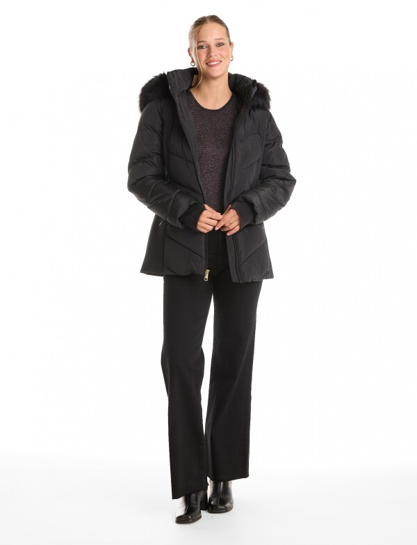 Campera Abrigo Cinto NEGRO