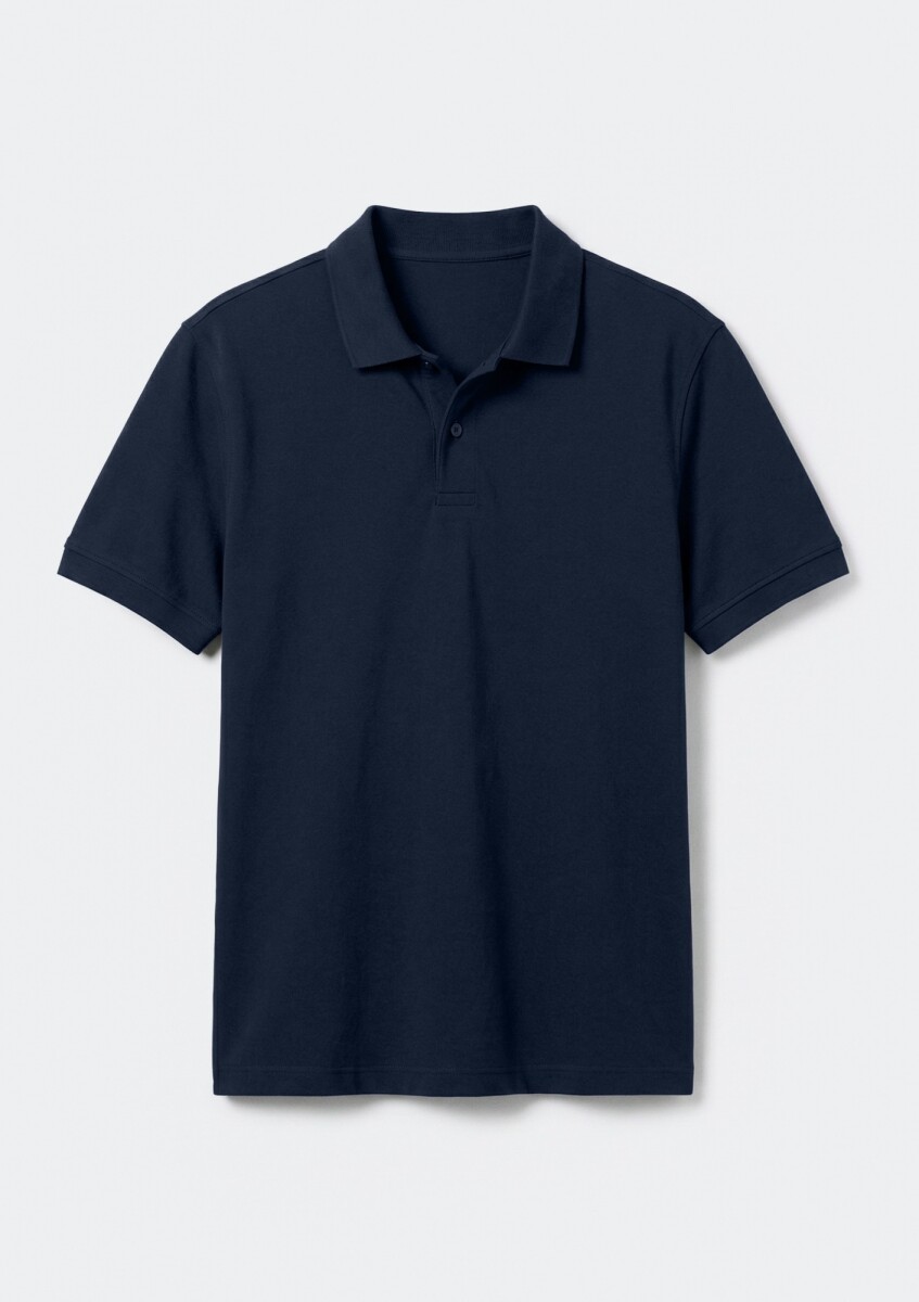 CAMISETA BÁSICA CON CUELLO - AZUL OSCURO 