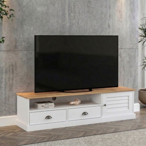 Rack de TV 1 Puerta 2 Cajones - Línea Valenciana - Blanco Rack de TV 1 Puerta 2 Cajones - Línea Valenciana - Blanco