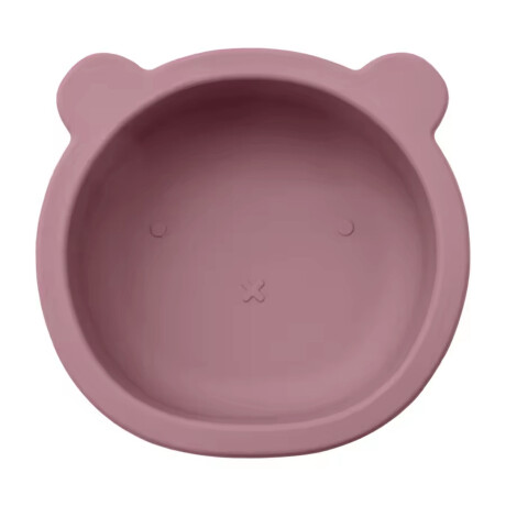 Bowl Tazón Irrompible Diseño Oso p/ Comida Bebé en Silicona Rosa Viejo