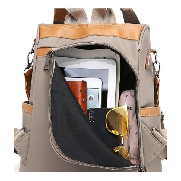 Mochila Bandolera Dama Casual Impermeable Antirrobo Bolso Color Variante Gris