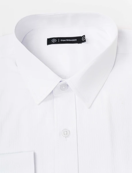 Camisa m/l elastizada slim lisa blanco
