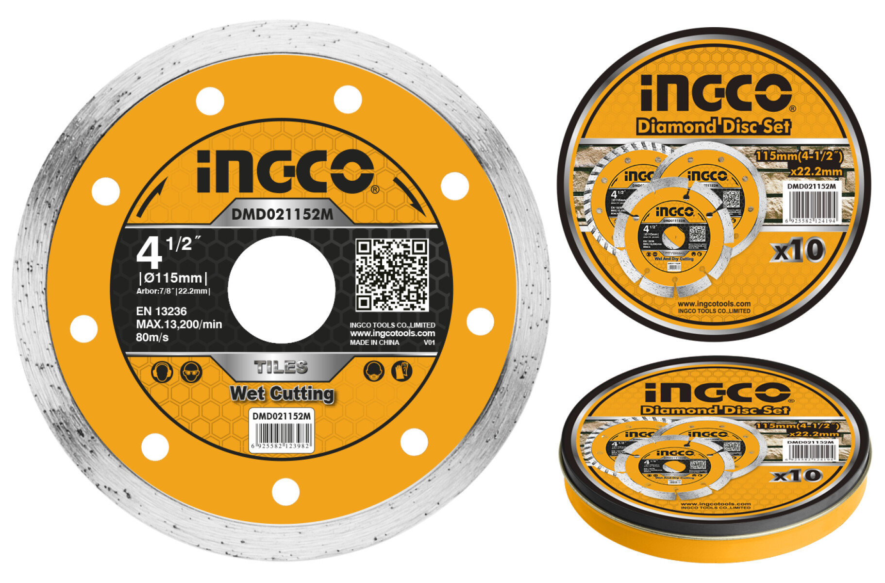 DISCO CONTINUO TURBO CERAMICA LATA X 10 PCS 4 1/2 X 22.2MM INGCO DMD021152M 