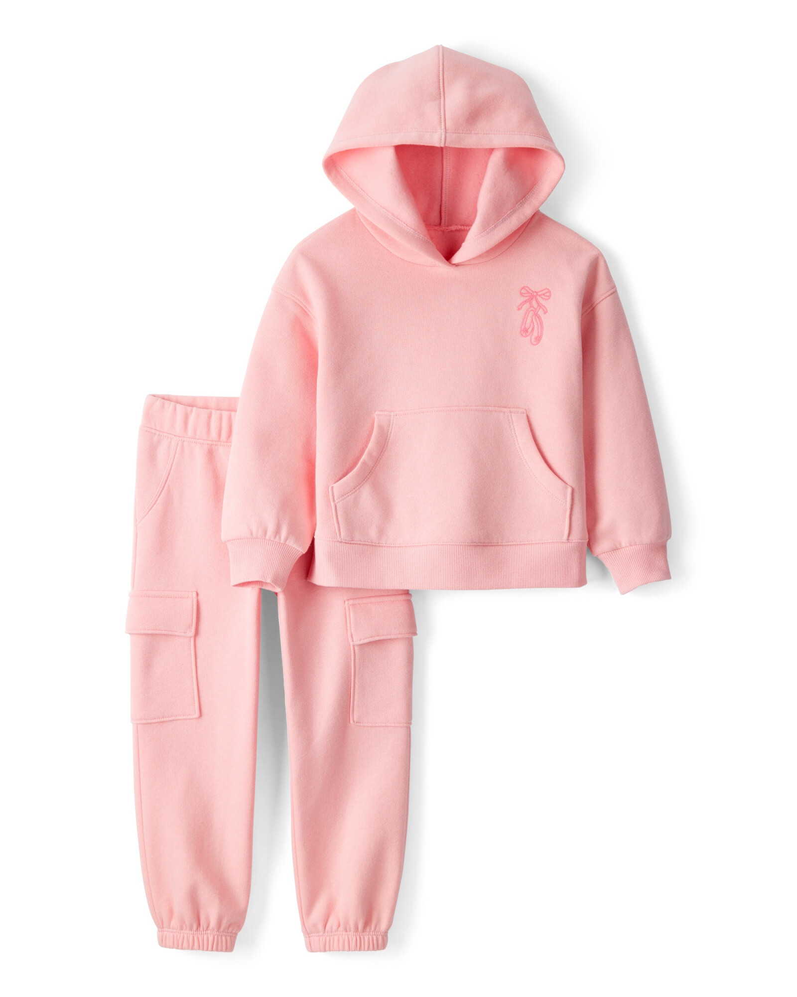 Set dos piezas de algodón, pantalón y canguro, rosado Sin color