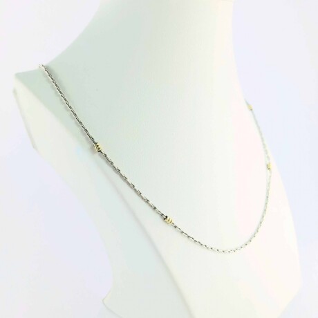 Gargantilla de plata 95 y double de oro 18 ktes, 50 cm. Gargantilla de plata 95 y double de oro 18 ktes, 50 cm.