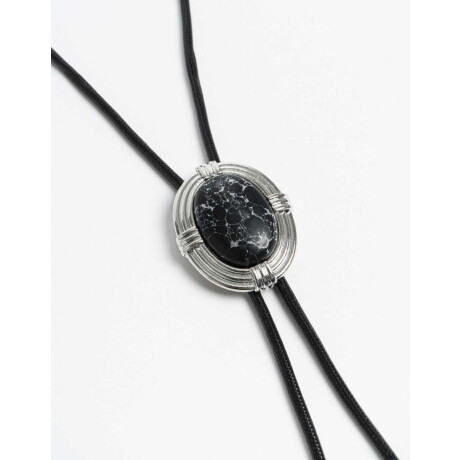 Collar Largo Piedra Vintage Plateado