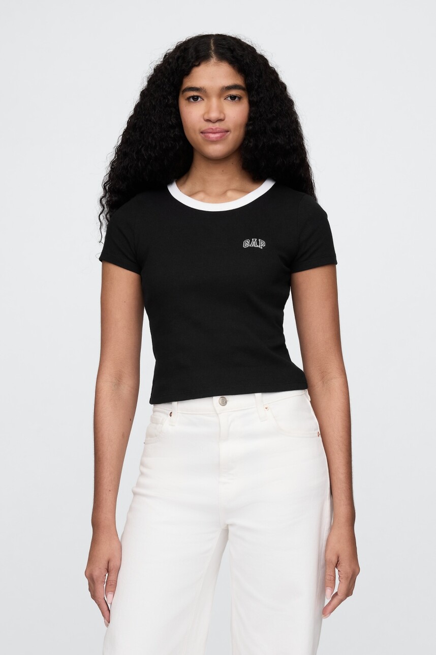 Remera Mini Logo Gap Mujer Black White Pk