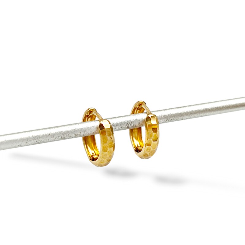 Caravanas aros de oro martillados- Oro bajo - Sin piedra- CA8105 sinpiedra