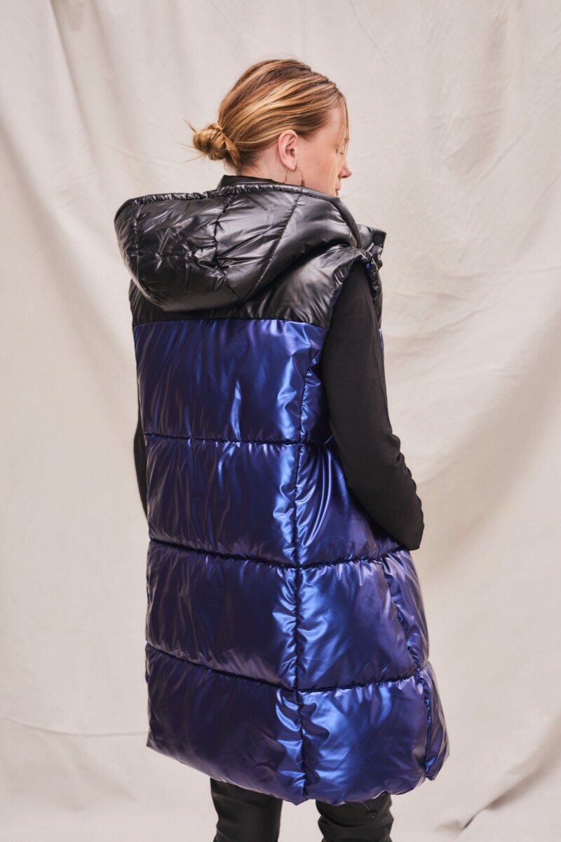 Chaleco Largo Combinado Azul