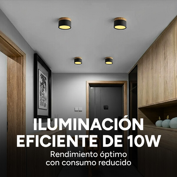 Plafón LED Techo 11cm Madera Nordico Moderno Luz Calida 10W Variante Gris Calida