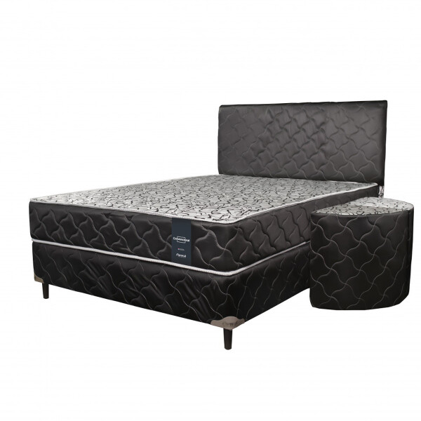 SOMIER COMPLETO CONVENCIONAL 1.40X1.90 80K NEGRO+2 ALMOHADAS PARANA Unica