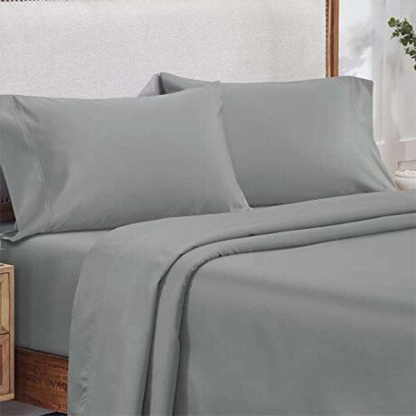 Juego Sábanas King Size Home Class Lisas 180 Hilos 100% Algodón Gris