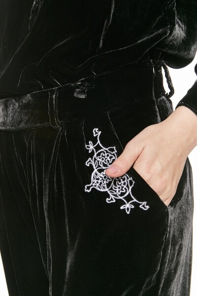 PANTALON VELOURS LISSE Negro